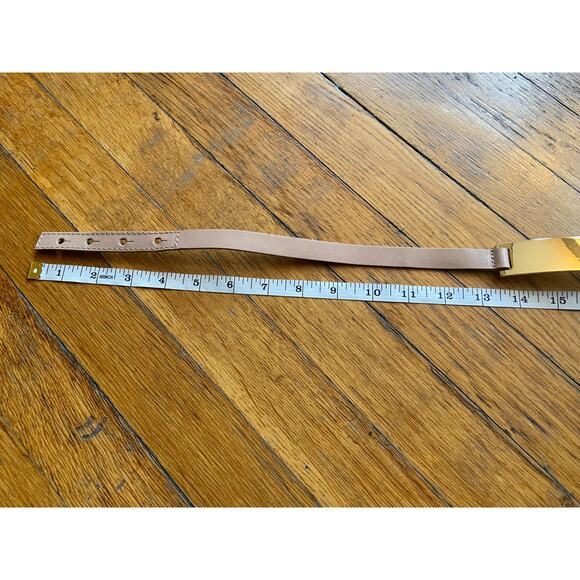 B-LOW THE BELT Tan Leather Waist Belt w/Gold Plate sz S/M - Picture 12 of 14